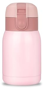 Boziee 200 ML/360 ml minitermosflaska liten rostfri ståltermoskanna förslutningslås, isoleringsflaska, mini vakuum vattenflaskor för sport, resor, skola, utomhus, BPA-fri (rosa 200 ml)