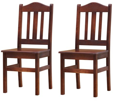 k koma Massiv Kiefer Holzstühle 2er-Set – Esszimmer/Gastronomie – Neu – Stühle aus massivem Holz - Calvados Farbe