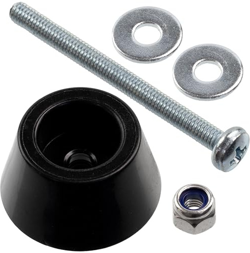 AERZETIX - Kit de 12 Patins de Meubles Ronds Ø20x10.5 mm en Plastique Noir + 12 Vis Métaux M3x35 mm + 12 Écrous Autobloquants M3 + 24 Rondelles Larges pour Boulon M3