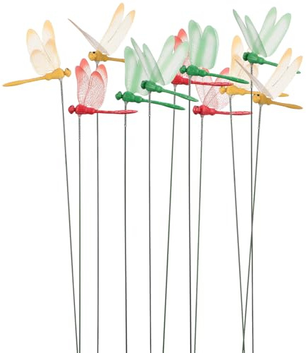 AKOOSY 40 Stück Bunte Libellen Gartenstecker aus Wetterfestem PVC Effekt Langlebige Gartendekoration für Terrasse Rasen Blumenbeete Farbenfrohe Outdoor Pflanzenstecker