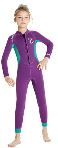 ERYUE Traje de Neopreno de Manga Larga para Niñas 2,5mm para Buceo Piscina Playa, Traje Buceo Térmico con Protección UV Niños Natación Surf (M)