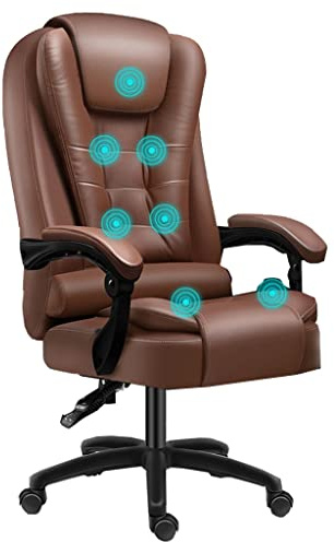 Ergonomisk Massagestol För Chefer, Skrivbordsstol I Pu Med Hög Rygg Och 7-Punktsvibrationer, Snurrande Gungstol Med Vadderat Armstöd Och Justerbar Höjd, Bläckfisk.