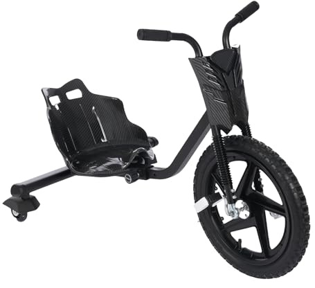 Drift Scooter, Drift Cart, Dreirad für Kinder, Tragfähigkeit 80kg, Verstellbarer Sitz, Drifting Trike, Für Kinder ab 6 Jahren, Um Das Fahren zu Lernen und Spaß zu Haben, Schwarz