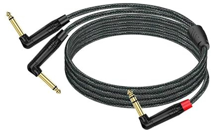 innov8 6.35mm TRS to Dual 6.35mm TS Right-Angle Audio Splitter Cable | Stereo to Dual Mono Y Lead for Mixers, Keyboards, Amps and Audio Interfaces (3m)