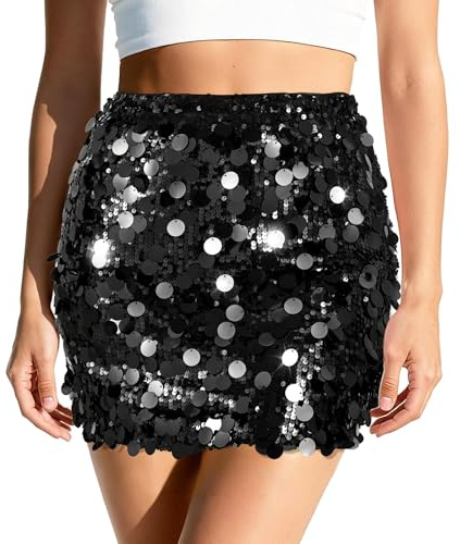 XquiziFit Paillettenrock Mini für Damen Glitzernder Sexy Micro Rock Party Oder Nachtleben