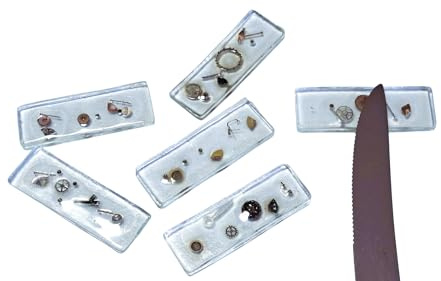 Porte-Couteaux Verre Artisanal Transparent Design Mécano Horloger – Lot de 6 – Fait Main Sud de France – Étui Tissu Inclus
