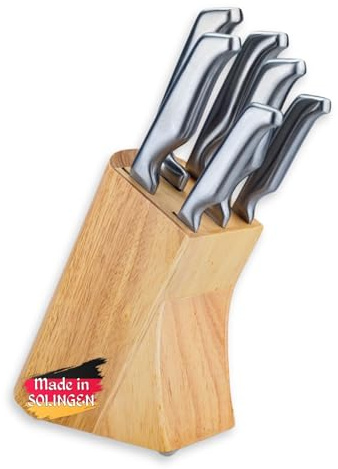 GGS Bloc Couteau Cuisine Professionnel 7 Pcs, Couteau De Cuisine Tout Métal | Couteaux Et Ustensiles De Cuisine - Set De Couteaux De Cuisine - Bloc Couteaux Cuisine - Knife Set - Fabriqué En Allemagne