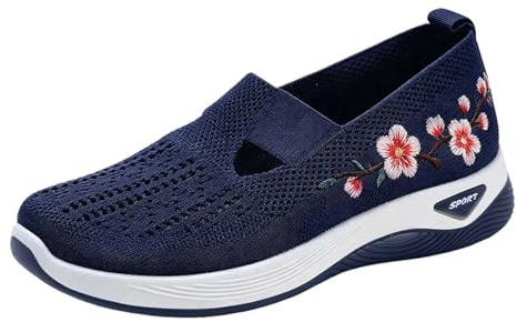 Scarpe Ortopediche Donna Estive Senza Lacci Scarpe Slip On da Corsa Camminare Comode Ginnastica Morbida Sneakers Traspiranti Leggere Antiscivolo Sneakers Diabetici Pianta Larga Sanitarie Outdoor Sport