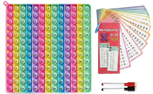 4-Piece Times Table Poppet, Educational Multiplication Toy Set, Multiplication Tables, Interactive Learning Tools for Maths Practice, with Reusable Number Cards and Pens
