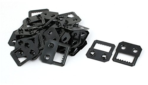 sourcing map Crochet Cadre Photo Encastrable métal deux trous noir 25pcs | Attache Crocodile Tableau deux trous noir cintre