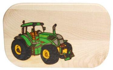 Frühstücksbrettchen Trecker Grün - Frühstücksbrett mit kostenloser Namens-Gravur - Vesper Holz -personalisiertes Brett mit Motiv Trecker Grün