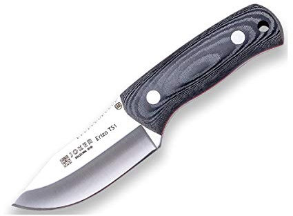 Joker Überlebensmesser Erizo TS1 CM81, Micarta Canvas Griff, 7,5 cm Klinge aus Böhler N695, Gürtelmesser mit Lederscheide, inkl. Parakord 550, Werkzeug zum Angeln, Jagen, Camping und Wandern