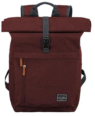 Travelite Handgepäck Rucksack, Laptop Rucksack 15,6 Zoll, BASICS, Reiserucksack Rolltop Funktion, 60 cm, 35 Liter