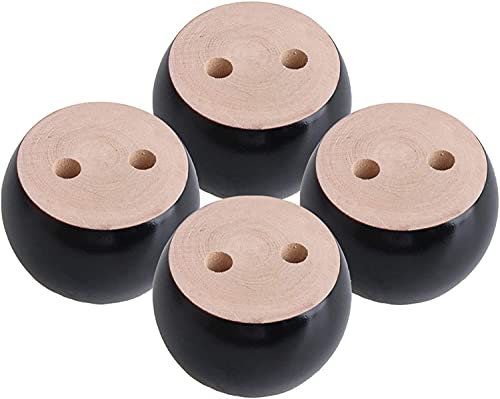 Runde Möbelfüße aus Holz, 5,1 cm hoch, Ersatzbeine für Möbel, Kommoden, Sofas, Schränke, Couch, Ersatzbeine, Schwarz, 4 Stück