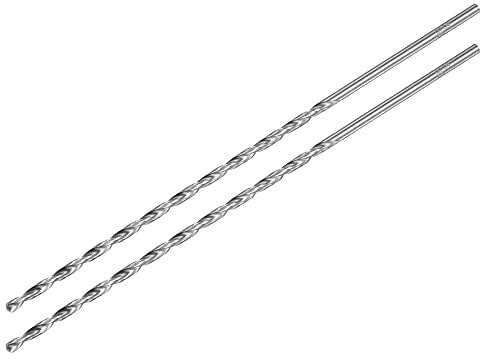 sourcing map HSS(High Speed Steel) Straight Shank Jobber Twist Drill Bit 3mm Drill Diameter Extension 160mm Length for Hardened Metal Woodwork Plastic Aluminum Alloy 2 Pcs