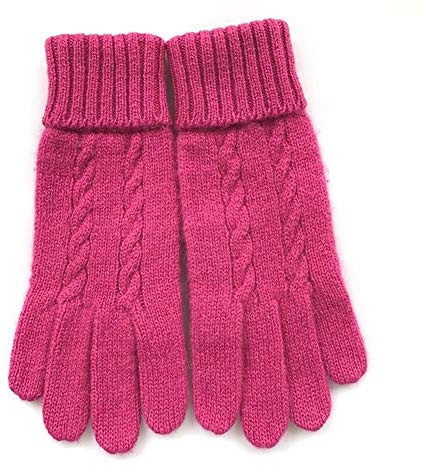 Lederhandschuhe für Damen Handschuhe weiblich Winter-Thin Section Five Fingers Warm Nette gestrickte Handschuhe (Color : Pink, Size : One Size)