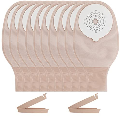 SUCONBE Bolsa de ostomía de 25 piezas con cierre de abrazadera, suministros de colostomía, bolsas drenables de una pieza para el cuidado del estoma de la ileostomía..
