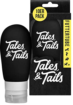 Tales & Tails Futtertube für Hunde zum Befüllen - Mmh Schleck Schleck | Hundetraining mit Tubenquetscher | Beruhigung beim Tierarzt | Wiederverwendbar | 80ml pro Tube | 10er Pack