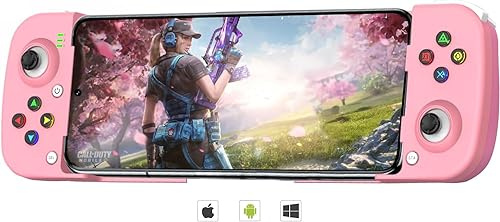 Megadream Mobile Game Controller Gamepad for iPhone iOS Android PC: Works with iPhone 17/16/15/14/13/12/11/X, iPad, Samsung Galaxy, TCL, Tablet, Call of Duty, Roblox - Directly Play (Pink)