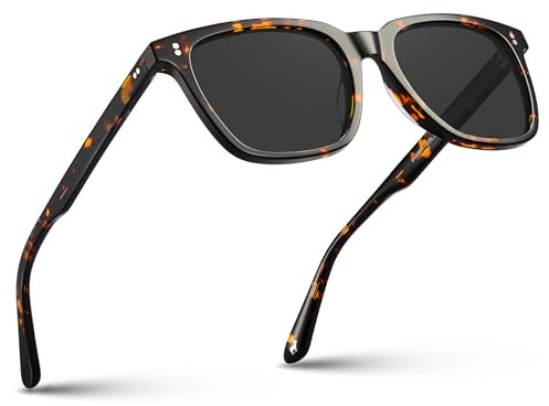 CARFIA Acetate Polarized Sunglasses for Men Womens UV400 Protection Classic Retro Square Shades Driving Glasses