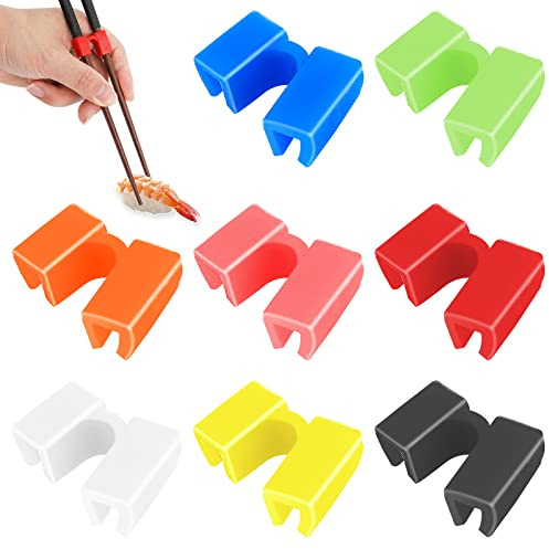 TIESOME 8Pcs wiederverwendbare Essstäbchen Helfer, Training Essstäbchen Scharniere Connector Praxis Essstäbchen für Erwachsene, Kinder, Anfänger, Trainer oder Lernende (Farbe)