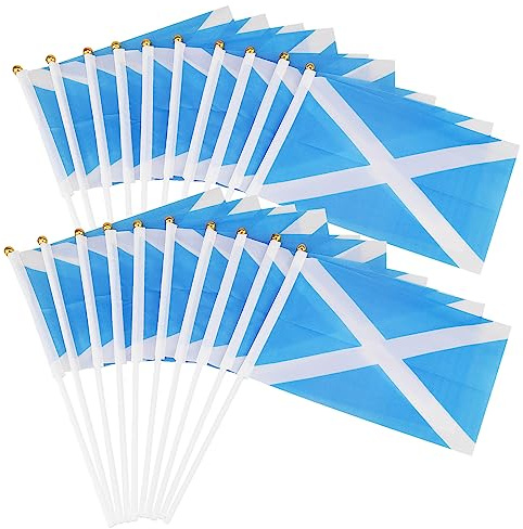 20 bandierine della Scozia, 14 x 21 cm, mini bandierine palmari scozzesi per carnevale, bandiere nazionali della Scozia, piccole bandiere sventolanti a mano su bastoncini, eventi sportivi, decorazioni