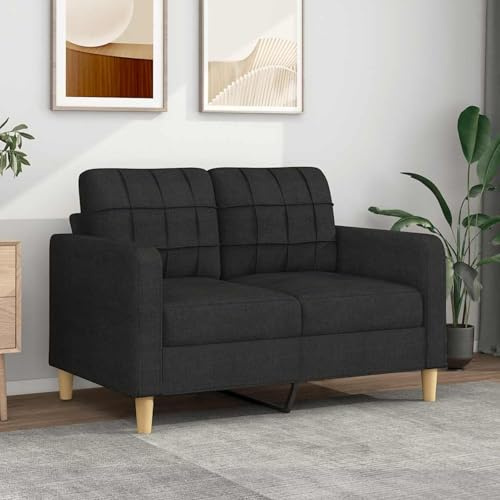 Gecheer Soffa, 2-sits, 120 cm, modern, vadderad bäddsoffa, för vardagsrum/kontor, modern tygsoffa, svart