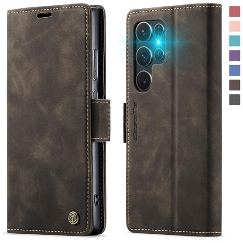 XYGLOW Handyhülle für Samsung Galaxy S24 Ultra 5G Hülle Klappbar Premium PU Lederhülle Klapphülle【RFID Schutz】 Kartenfach Standfunktion Schutzhülle für Samsung S24 Ultra Flip Case Tasche Cover,Kaffee