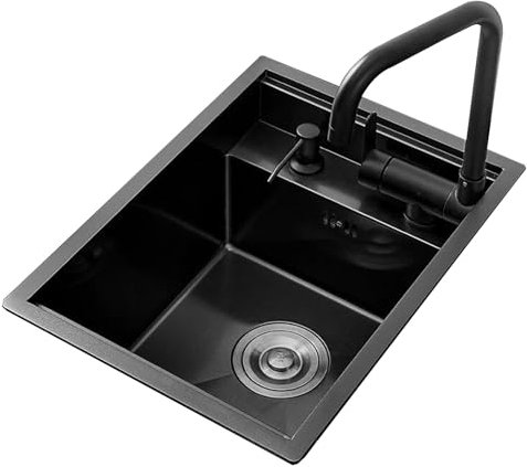 Küchenspülen Waschbecken Aus Edelstahl Mit Klappbarem Wasserhahn-Ablaufzubehör Bar RV Gemüsewaschbecken Einbauwaschbecken Auf Der Arbeitsplatte Verdecktes, Kleines Einzelbecken-Spülbecken (Color : Bl