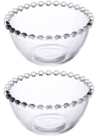 CIYODO Bol En Verre Transparent 4.61 Pouces Lot De 2 Bols Décoratifs Pour Salade Fruits Dessert Usage Quotidien Et Réception