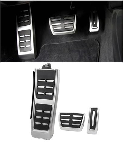 Auto-Gas-Bremspedale Für A4 B8 A6 A7 A8 S4 RS4,A5 S5 RS5 8T Q5 SQ5 8R Kraftstoff Bremse Fußstütze Pedal Abdeckung Auto Zubehör Sport Pedale Edelstahl Pedale Kappen(AT With Rest Pedal)