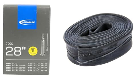 Schwalbe Unisex – Erwachsene Fahrradschlauch SV17 28/47-622/635 EK 50 mm Schlauch, Sclaverantventi, 28 & Unisex – Erwachsene Fahrradschlauch SV17 28/47-622/635 EK 40 mm Schlauch, schwarz, 28