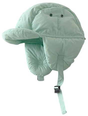 Montesy 2024 Kindermütze mit Ohrenklappen, Baumwolle, warm, winddicht, Kopfbedeckung für Wärme und Komfort bei kaltem Wetter, grün, Hat circumference 48-52cm