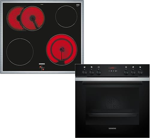 Siemens PQ212KA10, iQ300 Kit de cuisinière encastrable comprenant une cuisinière HE273ABS3, 60 x 60 cm, pyrolyse autonettoyante, air chaud 3D et machine à pâtisserie, plaque électrique EA64RGNA1E