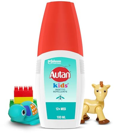 Autan Kids Vapo Spray Antizanzare, Repellente Zanzare, Dermatologicamente Testato, Protezione fino a 8 ore per bambini dai 12 mesi, 1 Confezione da 100ml