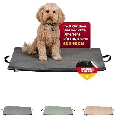 HS-Hundebett® Hundematte In- und Outdoor (65x95 cm) – Bequemes Reisebett – Wasserfeste Unterseite – Waschbar & robust – Anthrazit, Made in Germany