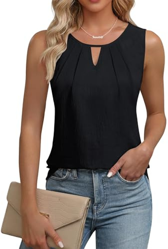 Cuptacc Débardeur Femme sans Manches Tshirt Basic Top Noir XL 46-48