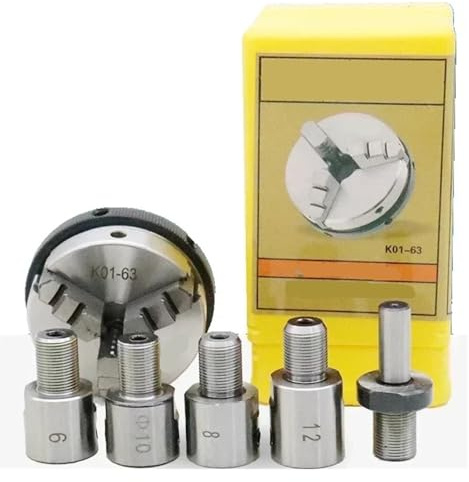 DAISHUJIE Drehfutter K01-63 + 8 mm Verbindungswelle Drehfutter DREI Backen, M14 * 1 Gewinde for DIY Holzdrehmaschine