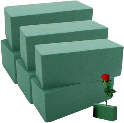 Denxahao Steckschaum Blöcke Rechteckiger Grüner Blumen Schwammblock für Frischblumen Steckschwamm Steckmoos Blumengestecke Steckziegel Steckschwamm zum Basteln Feiern Hochzeit (6pcs)