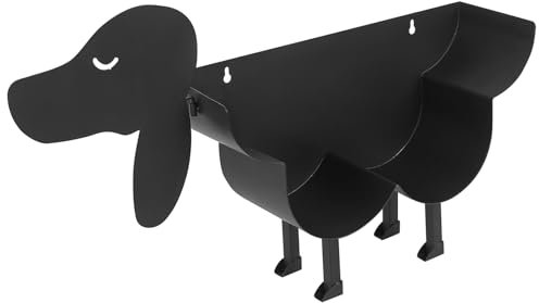 Porta Carta Igienica da Muro Nero, Porta Rotolo Carta Igienica da Parete in Metallo a Forma di Cane Divertente, Portarotolo per Bagno, Cucina, Accessori di Stoccaggio