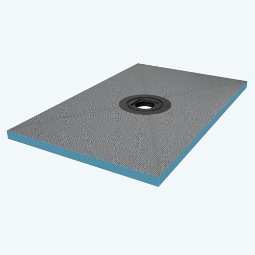 doporro Duschelement befliesbar mit Gefälle 75x120x4cm in Beton Grau Duschboard Zuschneidbar mit Ablaufrinne waagerechter Ablauf bodeneben und barrierefrei einbaubar XPS