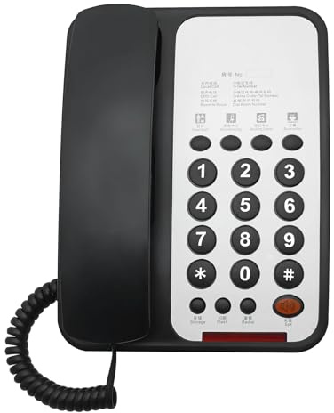 Téléphone fixe filaire de base pour personnes âgées - Téléphone domestique analogique avec rappel - Petit bureau filaire - Téléphone de bureau à grand bouton