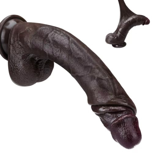 11In Huge Dildo Sex Toys for Men Women - Sex Toy Adult Big Thick Realistic Dildos with Slidable Foreskin & Double Layer Silicone, Male Gay Anal Plug Penis Female G Spot Sex Toys Suction Cup (Black)