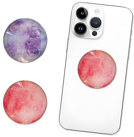 2PCS Phone Finger Holder Grip,Foldable Stand and Finger Holder-Phone Accessories Compatible with Smartphones, Mobiles & Cases,Ins Style（Red & Purple)