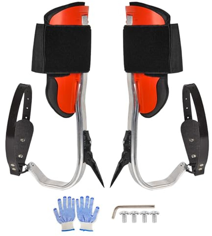 Duroecsain Klettersteigeisen für Bäume | Baumkletter-Steigeisen aus Aluminium, sicheres und robustes Gurtset, für Überleben, Sport, Dschungel, Profi, Obstpflücken, Halterung für