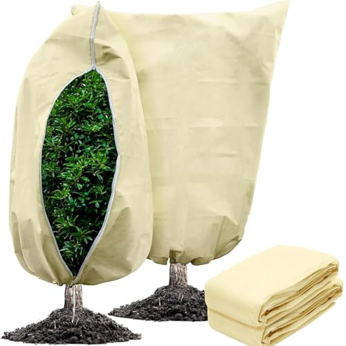 Lansls Housse De Protection pour Plantes 2pcs, Voile Hivernage Plante Exterieur, Protection Hivernale Réutilisable, Voile D'Hivernage pour Plantes, Palmiers, Arbustes Et Arbres en Pot (80 x 120cm)