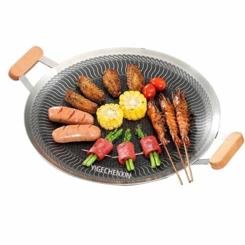YIGECHENXIN Sartén portátil para Barbacoa al Aire Libre 36 cm Cocina sartén Antiadherente con Mango antiescaldado Comida Deliciosa Que se Puede freír o Asar a la Parrilla,38cm
