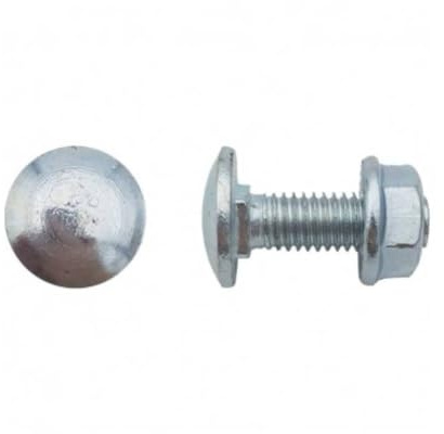 200 Boulons de Cornière Tête Ronde Collet Carré Réduit TRCC 6 x 20 mm - DIN 603/DIN 6923 - Zingué blanc - D-Work