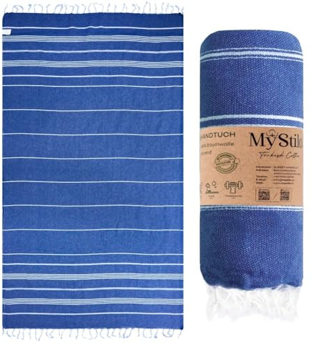 MyStilo Bastuhandduk XXL – stor mjuk badhandduk, 100 x 200 cm, snabbtorkande, högkvalitativ strandhandduk för män, kvinnor, yoga och fitness (blå)