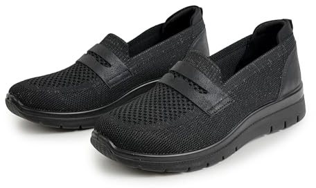 Zapatillas Deportivas Mujer Slip On Cómodas y Ligeras Sneakers Transpirables de Malla sin Cordones Calzado Casual Antideslizante para Caminar Negro 40